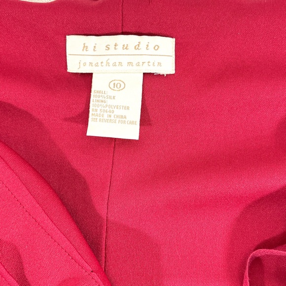 Hi Studio by Jonathan Martin Dress Sz 10 100% Silk Red/White Mix Spaghetti Strap - Picture 5 of 10